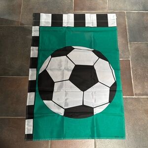 Brand new Large Soccer garden flag indoor outdoor banner 42” x 29” pole / stand